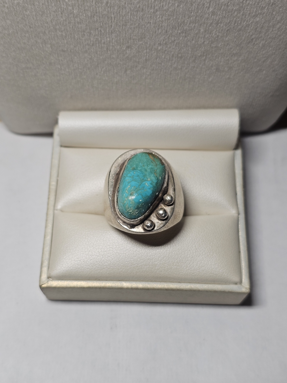 Native American Turquoise Sterling Silver 925 Statement Ring - Size 9